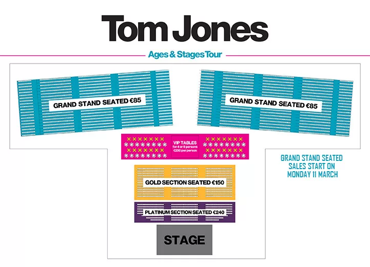 Tom Jones Cyprus 2024 - Seating Plan