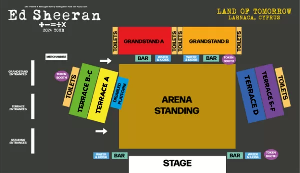 Ed Sheeran Concert Larnaca, Cyprus. Site map.