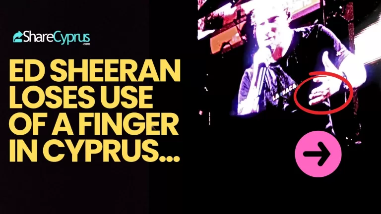 Ed Sheeran loses use of a finger during his concert in Larnaca, Cyprus. Click here for the full story